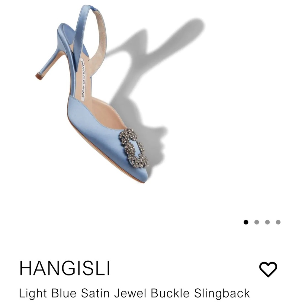 ISO Manolo Blahnik Hangisli Light Blue Satin Heels in 37.5 or 38